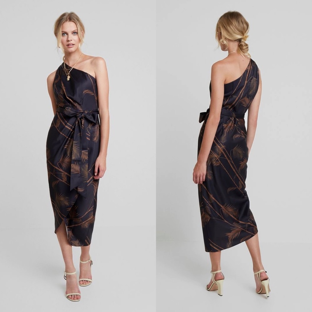 Ted Baker London Black and Brown Midi Dress